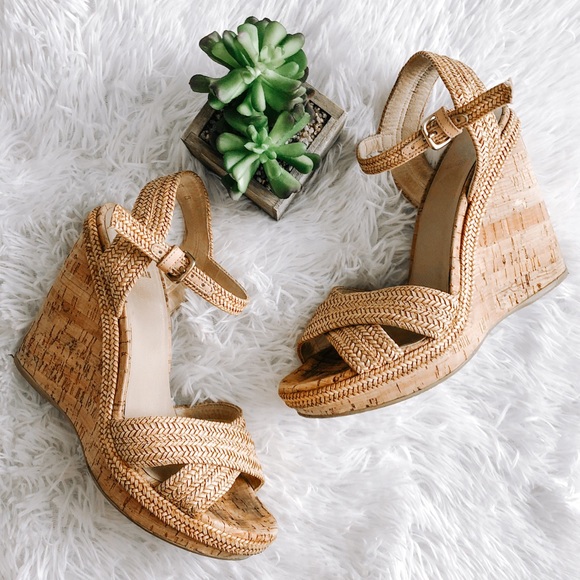 stuart weitzman minx woven cork wedge sandals